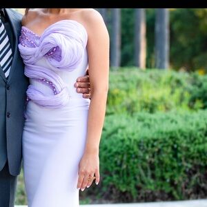 Albina Dyla Embellished corset lilac long dresss